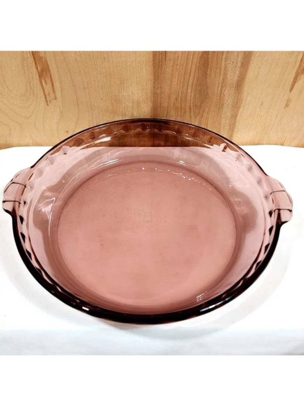Pyrex Cranberry Fluted Pie Pan #229 crimped glass 10" - Picture 5 of 10